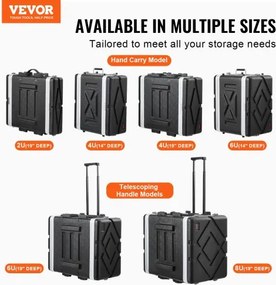 VEVOR 4U Rack Case Server Rack Cabinet 19 in Depth with ABS Construction Handle