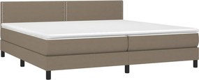 vidaXL Κρεβάτι Boxspring με Στρώμα &amp; LED Taupe 200x200 εκ. Υφασμάτινο