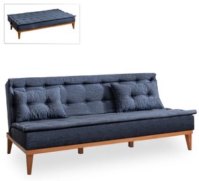 Καναπές - κρεβάτι Veron Megapap τριθέσιος υφασμάτινος χρώμα σκούρο μπλε 180x80x78εκ.