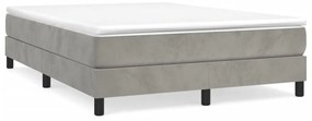 Κρεβάτι Boxspring με Στρώμα Ανοιχτό Γκρι 140x190 εκ. Βελούδινο - Γκρι