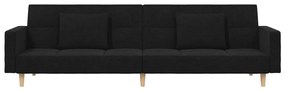 Καναπές Κρεβάτι Διθέσιος Μαύρος Υφασμάτινος με Δύο Μαξιλάρια - Μαύρο