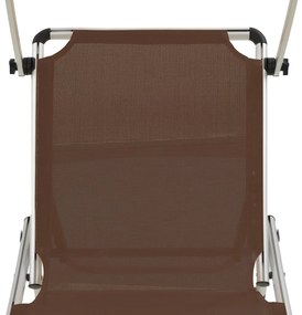 312461  FOLDING SUN LOUNGERS WITH ROOF 2 PCS ALUMINIUM&amp;TEXTILENE BROWN 312461