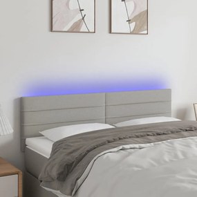 Κεφαλάρι Κρεβατιού LED Ανοιχτό Γκρι 144x5x78/88 εκ. Υφασμάτινο - Γκρι