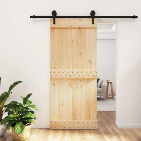 vidaXL Συρόμενη Πόρτα Φυσικό και Μαύρο 90 x 210 cm