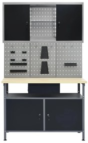 vidaXL Πάγκος Εργασίας με Τρία Πάνελ Τοίχου και Ένα Ντουλάπι