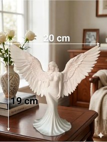 Σετ 2 διακοσμητικών αγγέλων με 3D εκτύπωση Λευκό 20x19x19 cm