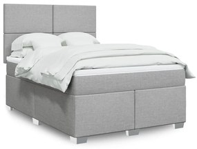 vidaXL Κρεβάτι Boxspring με Στρώμα Ανοιχτό Γκρι 140x200 εκ. Υφασμάτινο