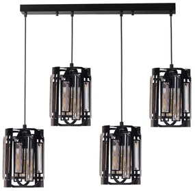 Φωτιστικό Οροφής - Ράγα 534LUN6048 65x13x80cm 4xE27 40W Black Opviq