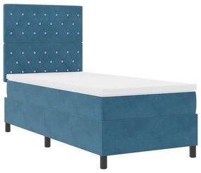 vidaXL Κρεβάτι Box Spring με στρώμα  Σκούρο Μπλε 90x200 εκ. Βελούδο