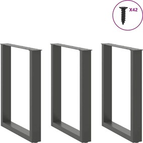 vidaXL Πόδια Τραπεζαρίας σε Σχήμα U 3 τεμ. Ανθρακί 70x(72-73) εκ. Ατσάλι