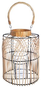 Φανάρι Φυσικό/Μαύρο Rattan/Μέταλλο 30cm