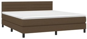 vidaXL Κρεβάτι Boxspring με Στρώμα &amp; LED Σκ.Καφέ 180x200εκ. Υφασμάτινο