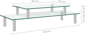 vidaXL Στήριγμα οθόνης 2 επιπέδων Διαφανές γυαλί