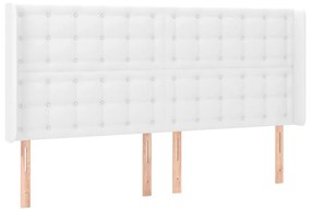 Κεφαλάρι με Πτερύγια Λευκό 163x16x118/128 εκ. Συνθετικό Δέρμα - Λευκό