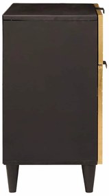vidaXL Κομοδίνο Μαύρο και Χρυσό 50 x 33 x 60 εκ Μασίφ ξύλο μάνγκο