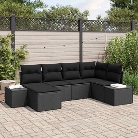 vidaXL Σετ Καναπέ Κήπου με μαξιλάρι 6 pcs Μαύρο Πολυ ράταν