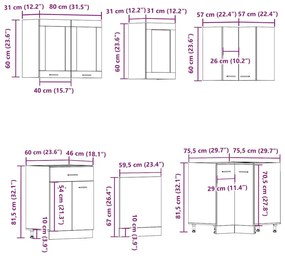 11 τεμαχίων σετ ντουλαπιών κουζίνας Artisan Oak Engineered Wood - Καφέ