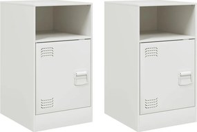 vidaXL Κομοδίνα 2 τεμ. Λευκό 34,5x39x62 εκ. από Χάλυβα