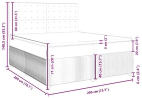 Κρεβάτι Boxspring με Στρώμα Κρεμ 200x200 εκ. Υφασμάτινο - Κρεμ