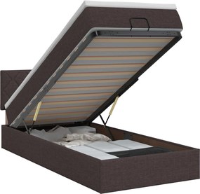 vidaXL Κρεβάτι Ottoman με στρώμα Σκούρο Καφέ 90 x 200 cm Ύφασμα