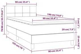 Κρεβάτι Boxspring με Στρώμα Ροζ 90x190 εκ. Βελούδινο - Ροζ