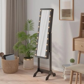 VidaXL Καθρέφτης Επιδαπέδιος με LED Μαύρος 34 x 37 x 146 εκ.
