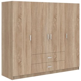 Ντουλάπα τετράφυλλη Royal  με συρτάρια sonoma 200x58x177εκ