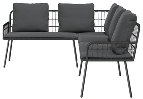 vidaXL Γωνιακός Καναπές Μαύρος 231x173x78 εκ. Πολυ Ρατάν