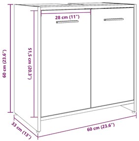 Ντουλάπι Νιπτήρα Μπάνιου Αρτισιανή Δρυς 60x33x60 εκ. Επεξ. Ξύλο - Καφέ