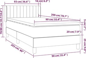 vidaXL Κρεβάτι Boxspring με Στρώμα Taupe 90x200 εκ. Υφασμάτινο