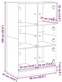 Ντουλάπι με Πόρτες 68x37x109 εκ. από Επεξεργασμένο Ξύλο - Γκρι