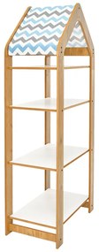 Ραφιέρα Montessori Zoilen II pakoworld φυσικό-λευκό-μπλε mdf 50x30x120εκ