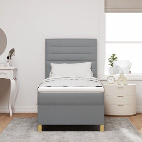 vidaXL Κρεβάτι με Στρώμα Ανοιχτού Γκρι 100x200 cm Ύφασμα