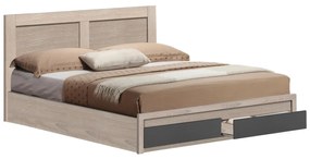 BED CAPRI  WITH 2 DRAWERS SONAMA-ANTHRACITE FOR MATTRESS 150x200cm.