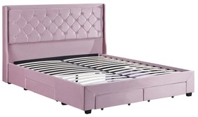 14920006 Κρεβάτι Διπλό ArteLibre ANNONA Ανοιχτό Ροζ Βελούδο (Στρώμα 160x200cm)