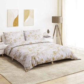 vidaXL Σετ Παπλωματοθήκη Λευκό και Καφέ 135x200 εκ. Βαμβακερό