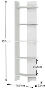 Βιβλιοθήκη μελαμίνης Perla Megapap χρώμα λευκό 48x22x170εκ.