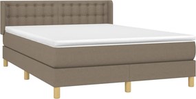 vidaXL Κρεβάτι Boxspring με Στρώμα Taupe 140x200 εκ. Υφασμάτινο