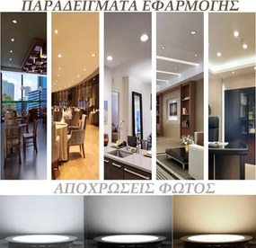 Led panel στρόγγυλο χωνευτό ψευδοροφής 10W 230V 3000k θερμό λευκό φως 850lumen δέσμης 120°