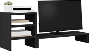 vidaXL Βάση Οθόνης με Organiser Γραφείου Μαύρη από Επεξεργασμένο Ξύλο