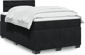 vidaXL Κρεβάτι Boxspring με Στρώμα Μαύρο 120x190 εκ. Βελούδινο