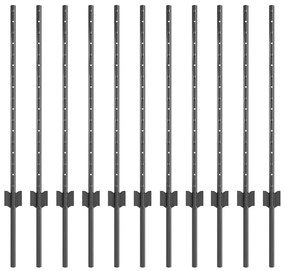vidaXL Στύλοι Φράχτη 11 pcs Γκρι 80 cm Ατσάλι