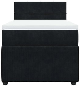vidaXL Κρεβάτι Boxspring με Στρώμα Μαύρο 100x200 εκ. Βελούδινο