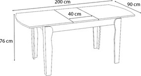 Τραπέζι Helmut Megapap επεκτεινόμενο χρώμα καρυδί 160/200x90x76εκ.