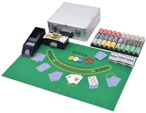 vidaXL Σετ Πόκερ/Blackjack Συνδυαστικό με 600 Μάρκες Laser Αλουμίνιο