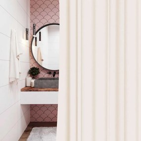 Κουρτίνα μπάνιου με 12 κρίκους εκρού Υ200x180εκ.