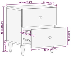 ΚΟΜΟΔΙΝΑ 2 ΤΕΜ. 40 X 33 X 46 ΕΚ. ΑΠΟ ΜΑΣΙΦ ΞΥΛΟ ΜΑΝΓΚΟ 358283