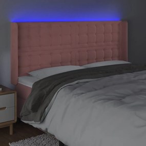 Κεφαλάρι Κρεβατιού LED Ροζ 163x16x118/128 εκ. Βελούδινο - Ροζ