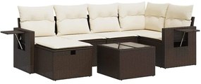 vidaXL Σαλόνι Κήπου Σετ 7 Τεμαχίων Καφέ Συνθετικό Ρατάν με Μαξιλάρια