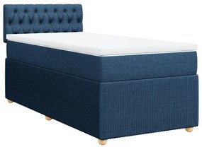 Κρεβάτι Boxspring με Στρώμα Μπλε 100 x 200 εκ. Υφασμάτινο - Μπλε